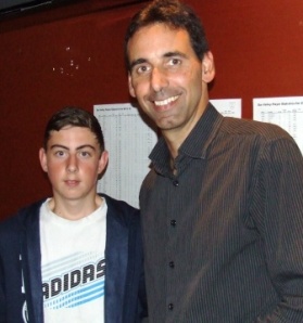 A family connection - on and off the field! Eighths fielding award winner Matthew Esmore and dad Shane.